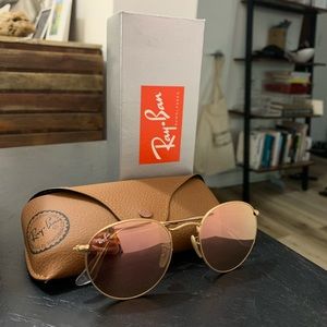 NWT round washed evolve gold/pink sunglasses
